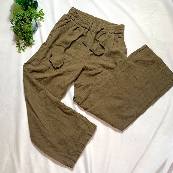 OAK + FORT Pants - OAK + FORT Wide Leg Brown Tie Pants Size S